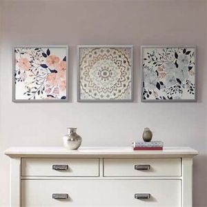 Intelligent Design Summer Bliss Silver Framed Floral Medallion 3-piece Wall Deco